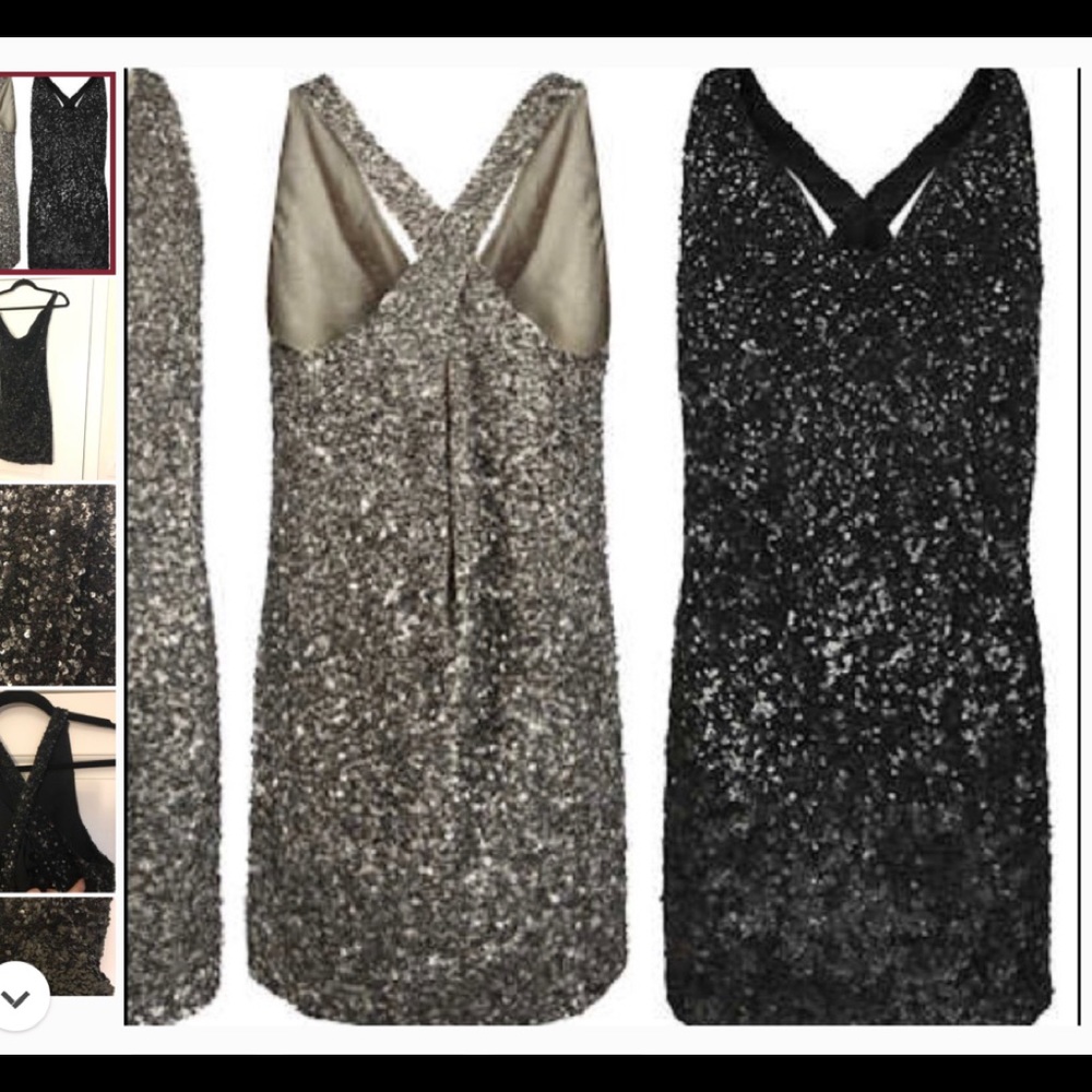 NWT All Saints hand beaded sequined SCALA Cocktail Cowl Neck Dress UK8/US4